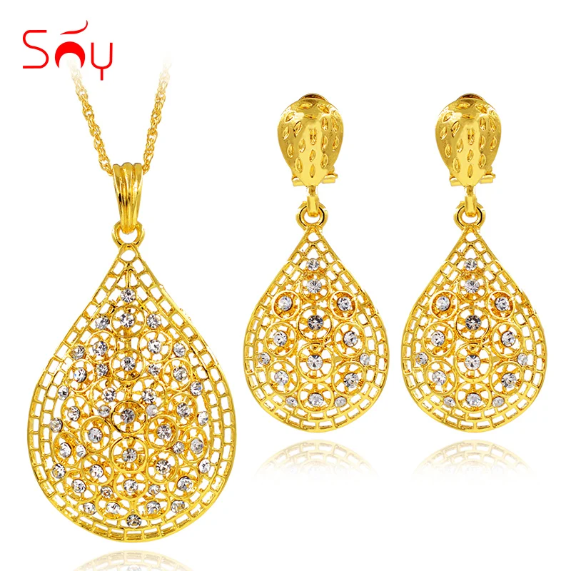 Sunny Jewelry классические большие Ювелирные наборы для женщин колье серьги кулон