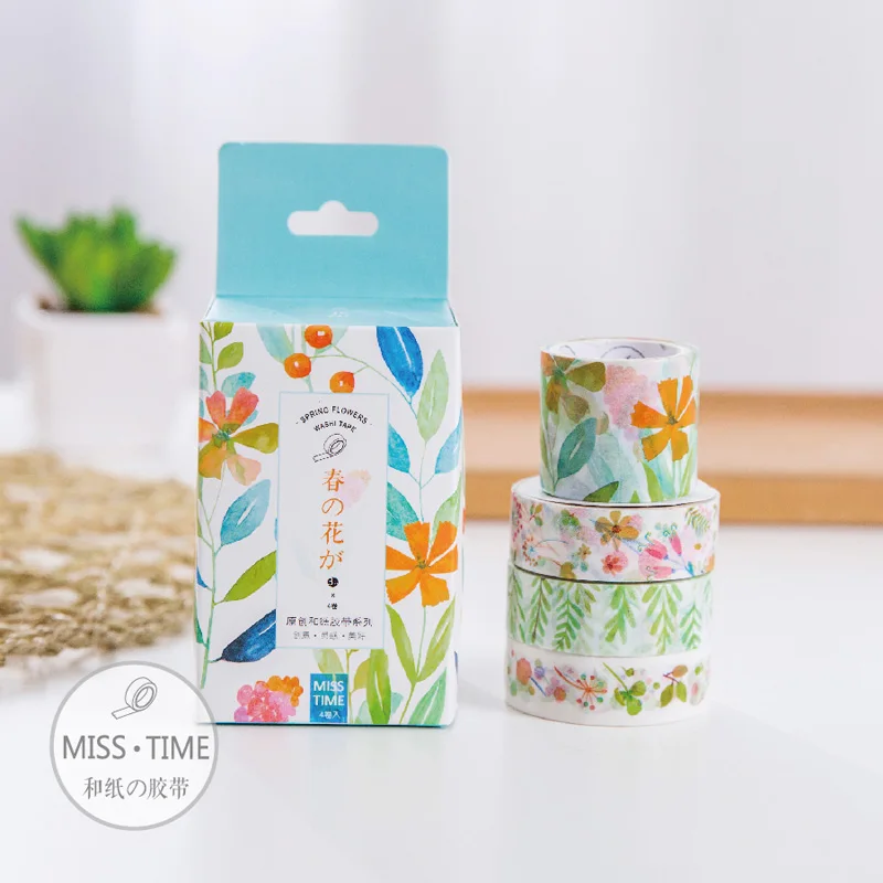 Мисс Время Весенние Цветы Серии Лента 4 Рулона/Мешок Декоративная Клейкая