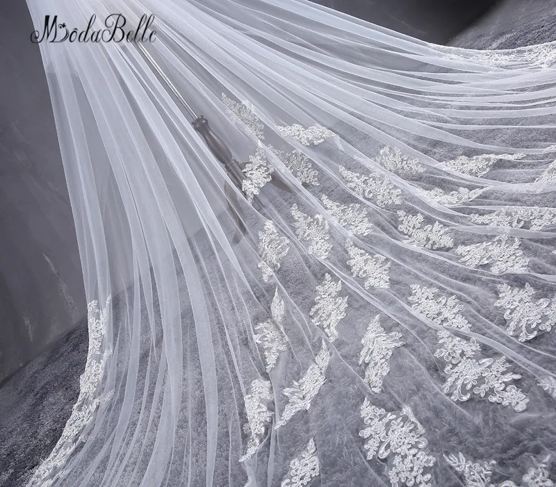 Modabelle кружевная свадебная вуаль с аппликацией по краям Свадебные аксессуары 2018