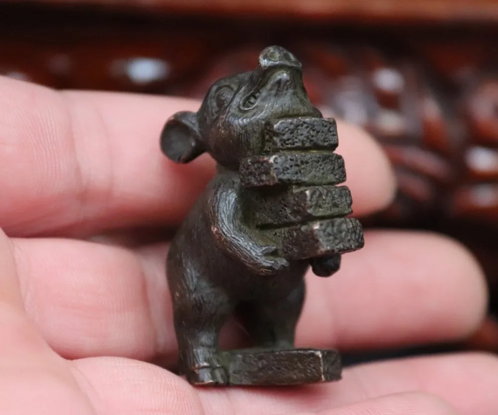 5CM red Copper Bronze Chinese Zodiac Fengshui Animal Pig hog Carry bricks Statue | Statues &amp Sculptures