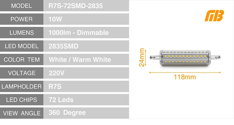 Светодиодный светильник с регулируемой яркостью R7S Corn SMD2835 5 Вт 10 Вт 15 Вт Светодиодный светильник AC 110 В 220 В замена галогенная лампа-прожектор Точечный светильник Холодный теплый белый