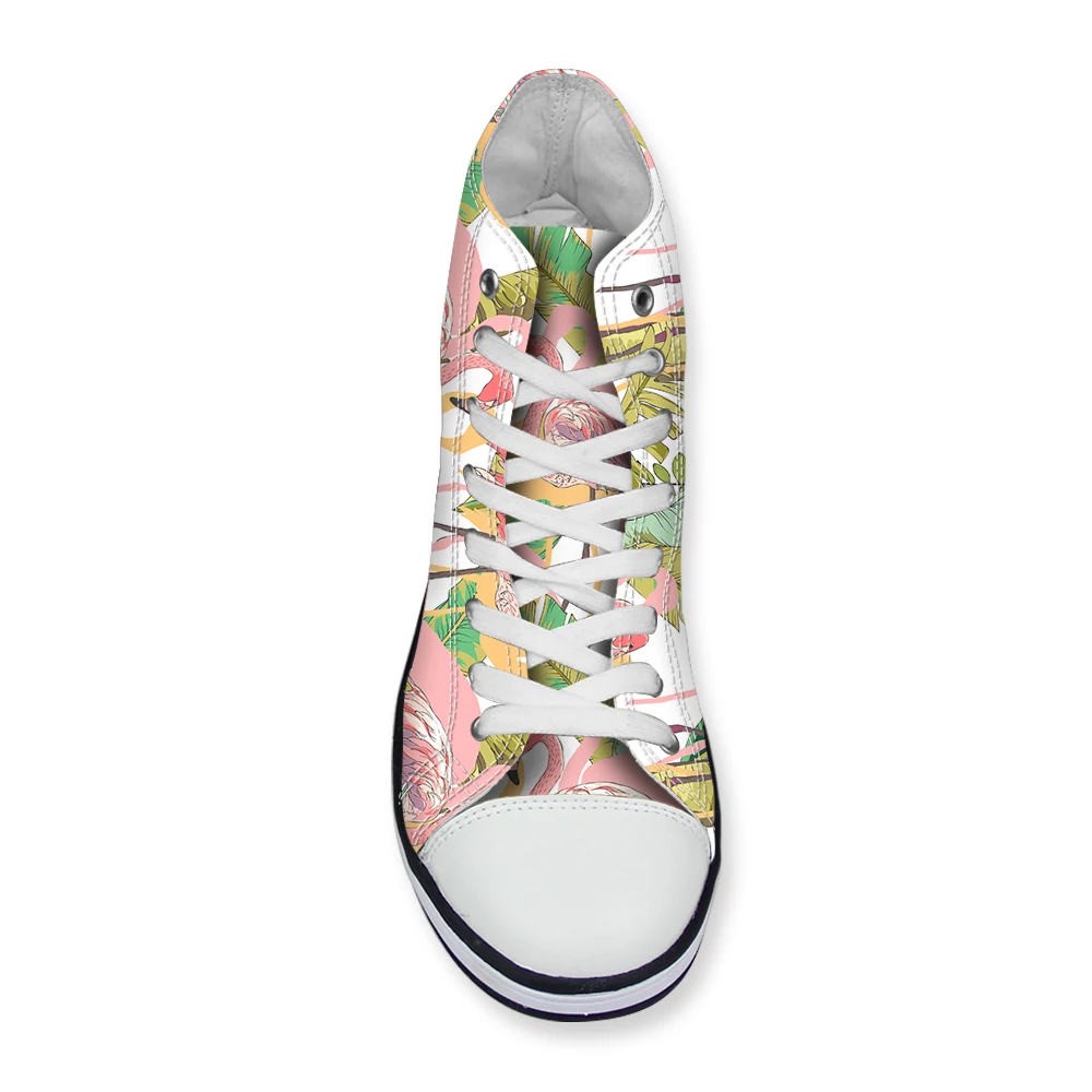 Парусиновая обувь на заказ женская модная ручной работы с изображением фламинго