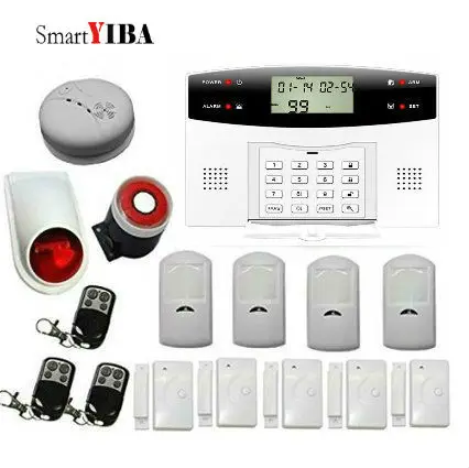 UK plug SmartYIBA Беспроводная GSM сигнализация SIM домашняя сигнализация s с извещателем Русский Английский Голосовая Безопасность GSM сигнализация - Цвет: UK plug