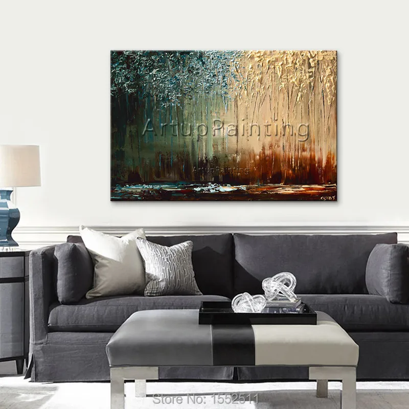 Современная Абстрактная Ручная роспись холст картины маслом нож пейзаж