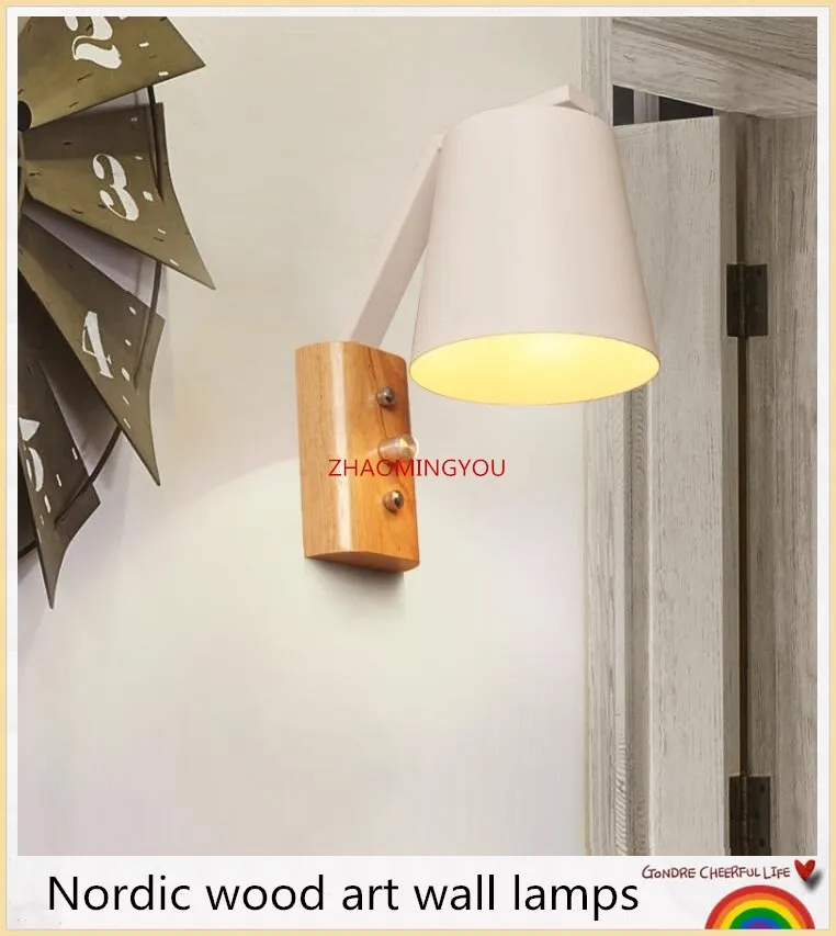 Настенные светильники из дерева в скандинавском стиле креативные современные