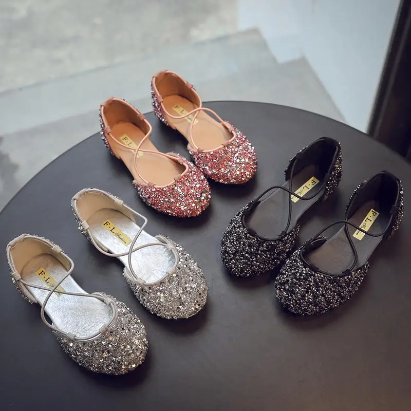 

Summer Girls Sequin Princess Sneakers Girls For Party And Wedding Dance Shoes kids Roman Gladiator Footwear Children Sneakers