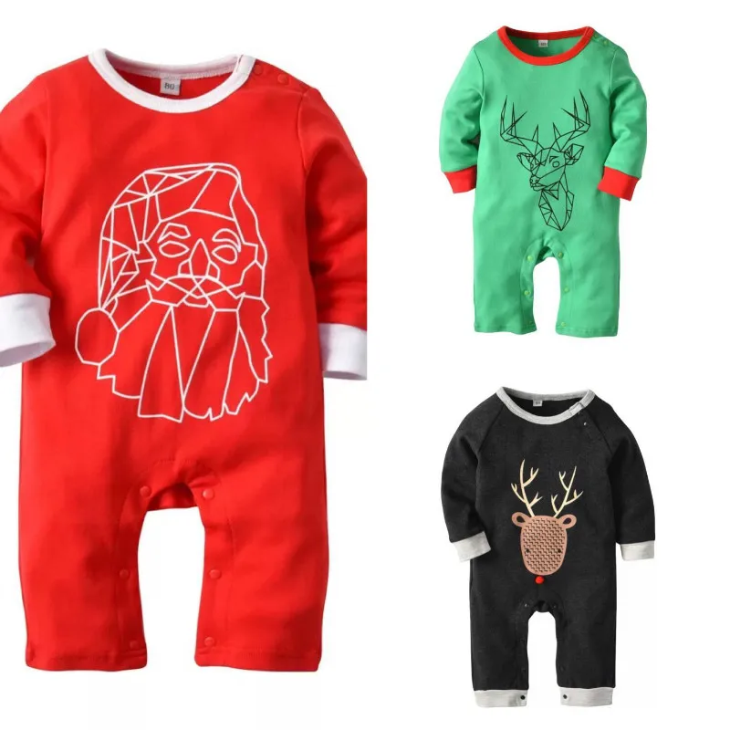 

Newborn Kids Rompers Long Sleeve XMAS Pajamas Sleepwear Romper Cotton Clothing Christmas Baby Boys Girls Children Clothes CA3271