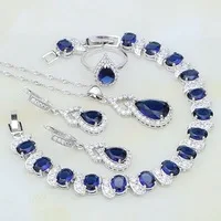 Gourd Mystic радужные Кристаллы Белый Циркон 925 Серебряные Ювелирные наборы для женщин Свадебное Открытое кольцо/ожерелье/серьги/кулон/браслет
