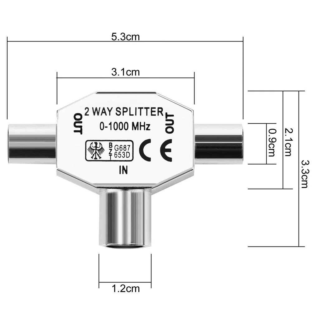 Tee TV Transmitter Receiver Full Metal Signal Assignment Line Device Cable Antenna Distributor Adapter Converter | Электроника