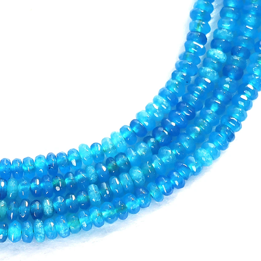 Модные синие Бусины из натурального камня халцедона нефрита граненые бусины 2x4