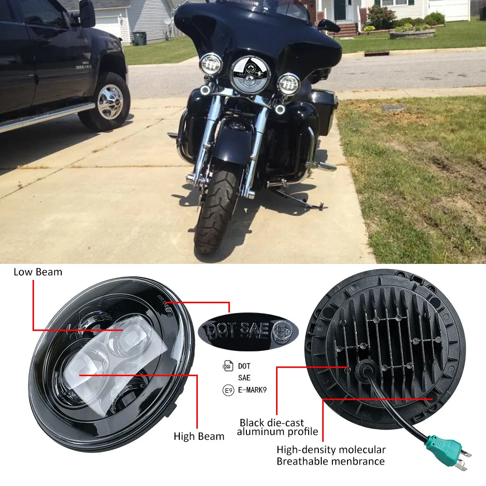 1 шт. 7 дюймов moto rcycle светодиодный фонарь Круглый 6500K 45 Вт 4000лм автомобильный мото