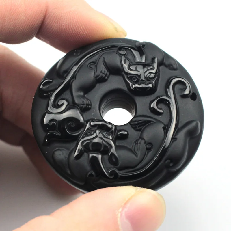 Женская подвеска пончик для подарка обсидиановое ожерелье|stone pendant|obsidian pendantnatural