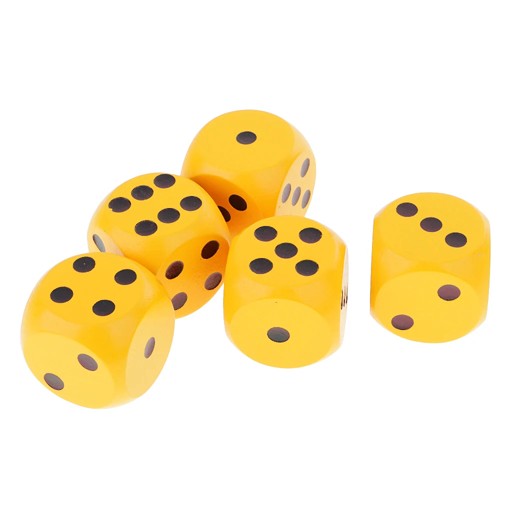 MagiDeal, 5 шт./набор, 3 см, деревянные игральные кости D6, шестигранные точечные игральные кости для D& D TRPG, вечерние игрушки для семейных праздников