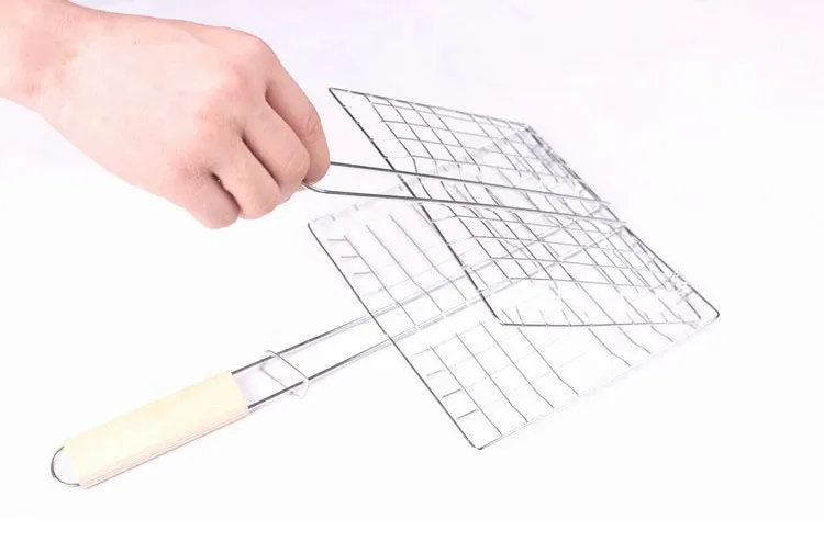 Сетка для барбекю на гриле сетка с деревянной ручкой антипригарная стейка