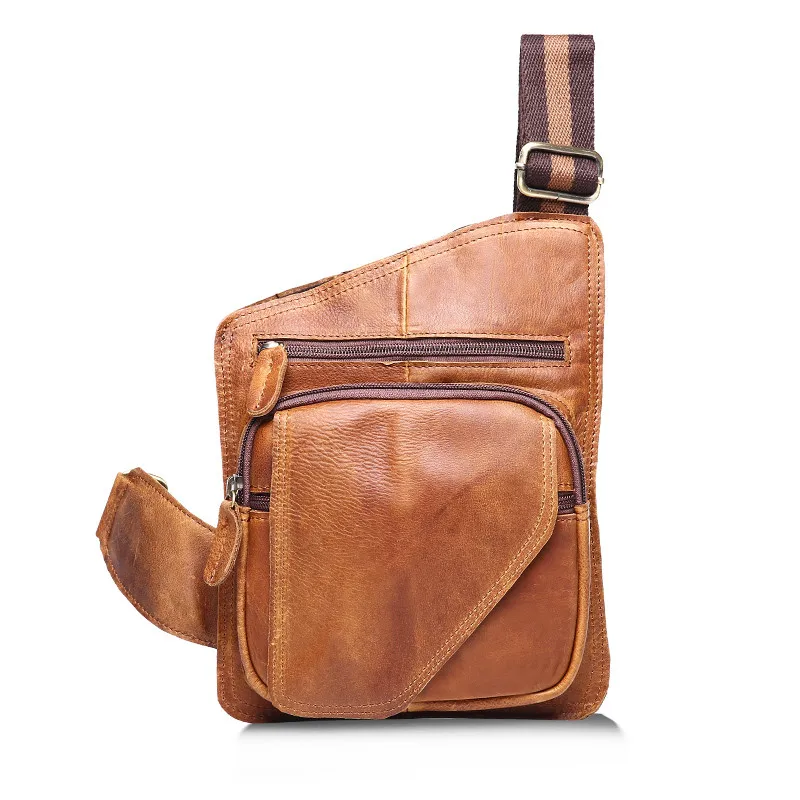 Vintage 100% Guarantee Real Skin Genuine Leather Cowhide Women / Men Chest Bags Small Messenger #M214 | Багаж и сумки