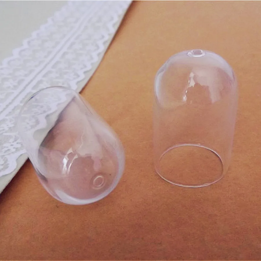 

20pieces 38*25mm Straight glass globe with hole on top jewelry making Charm wide opening glass Bottle jewelry findings