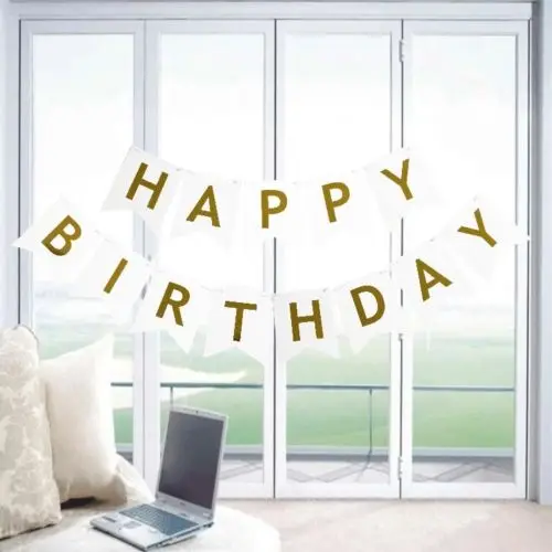 2018 New Colorful Pastel Happy Birthday Banners Bunting Garland Gold Alphabet Party Hanging Banner Decor | Дом и сад