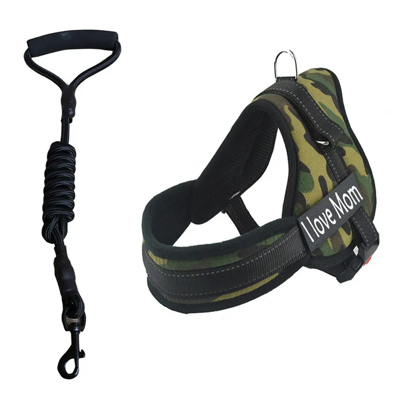Camo Set Новое поступление животное жгут для больших и средних собак Pet персонализированные жгут написать имя и номер телефона соответствует поводок - Цвет: Camo Set