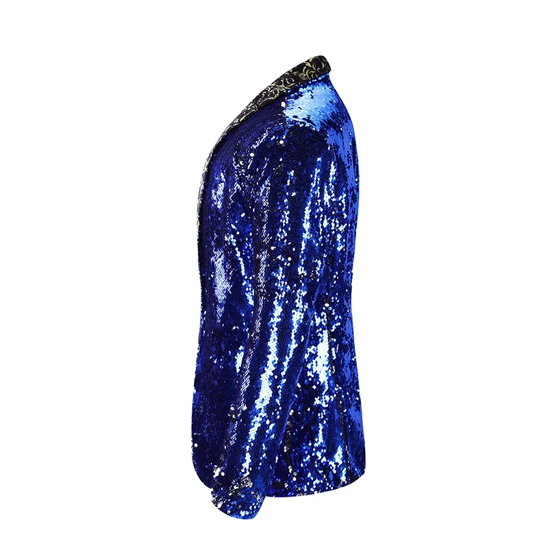 YUNCLOS синий блестящий мужской блейзер для вечеринки приталенный Свадебный