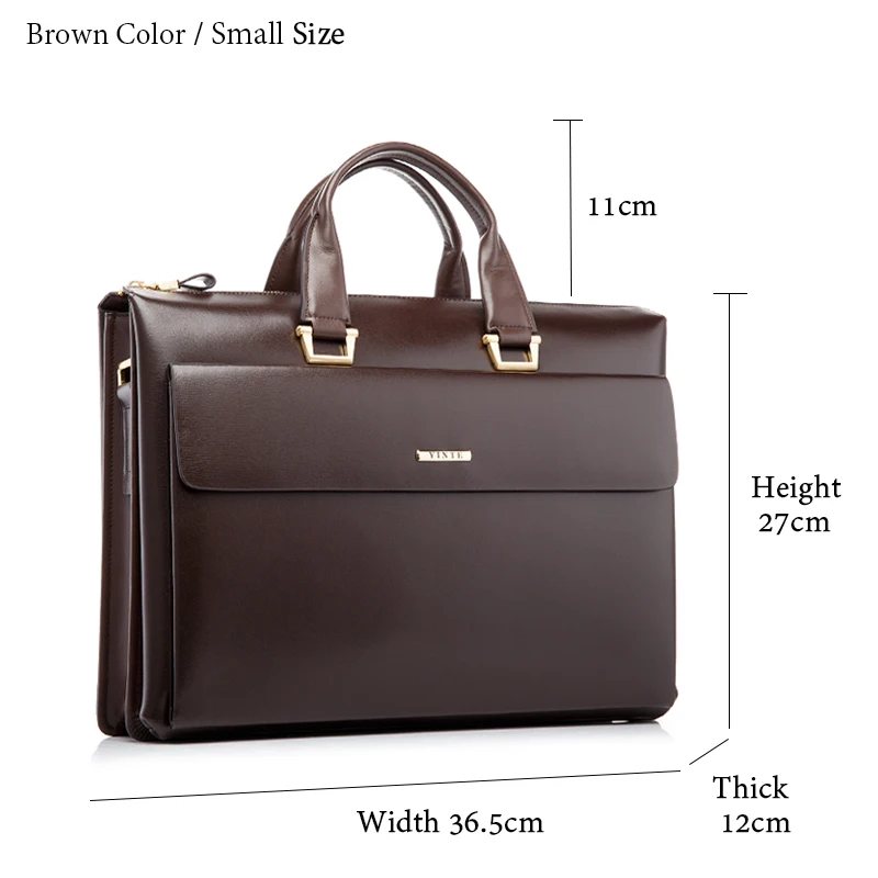 Brown Small Suitcase YINTE, деловой мужской портфель, кожа, 14 дюймов, сумка для ноутбука, высокое качество, мессенджер, большая емкость, мужская сумка, портфель, T8182-3 - Цвет: Brown Small Suitcase