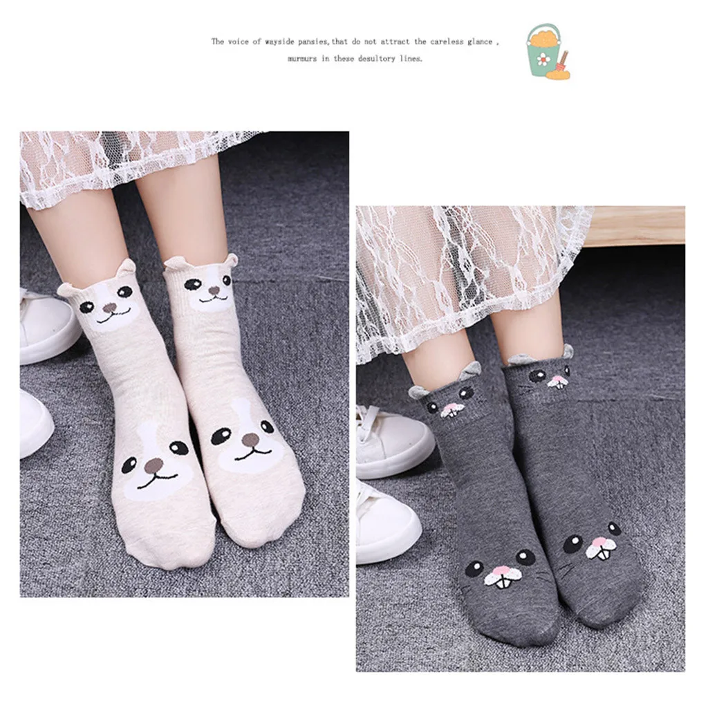 Для женщин носки молодой хлопковые животного кошка Арт анимационный персонаж