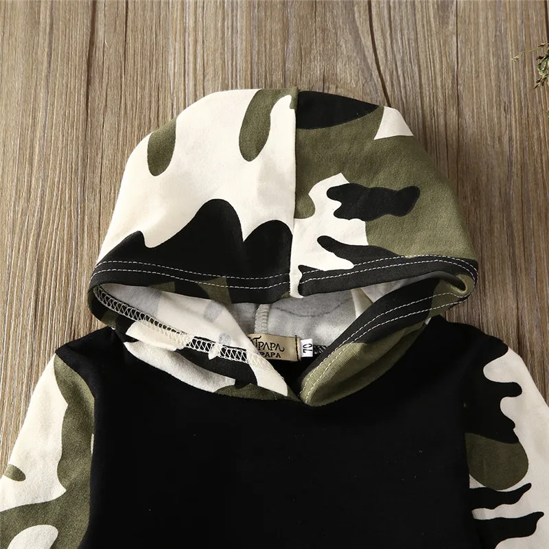 

Autumn Cool Fashion Camouflage Baby Boys Cotton Long Sleeve Hooded Pocket Camouflage Tops+Pants Outfits Baby Set Clothes Casual