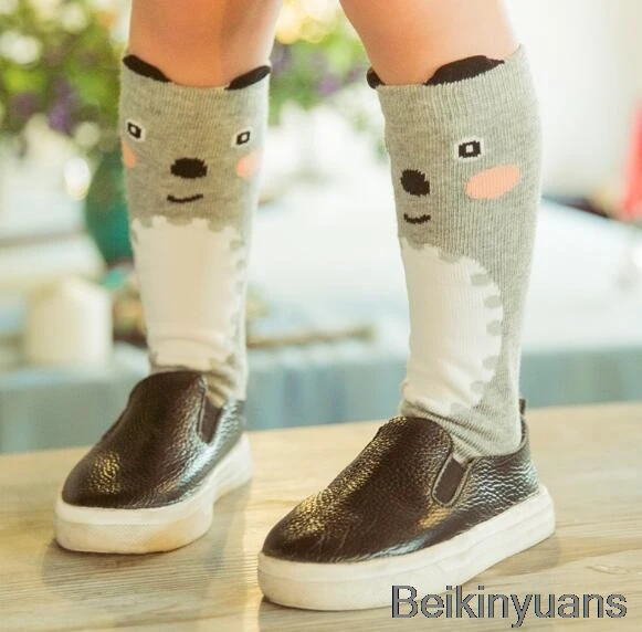 C693 Grizzly 1 pair male baby girl socks warm cartoon fox cotton cute knee socks unisex fashion cartoon baby warm boots socks cartoon - Цвет: C693 Grizzly
