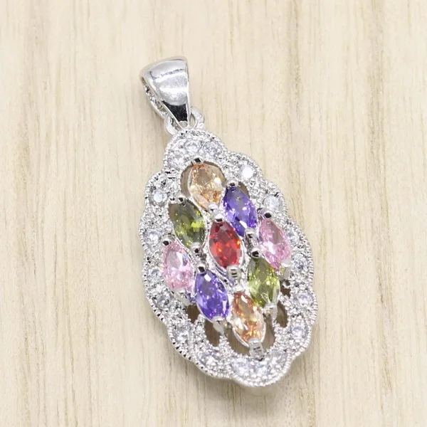 Multicolor 4 цвета многоцветный синий фиолетовый белый камни ожерелье кулон ювелирные изделия для женщин - Окраска металла: Multicolor