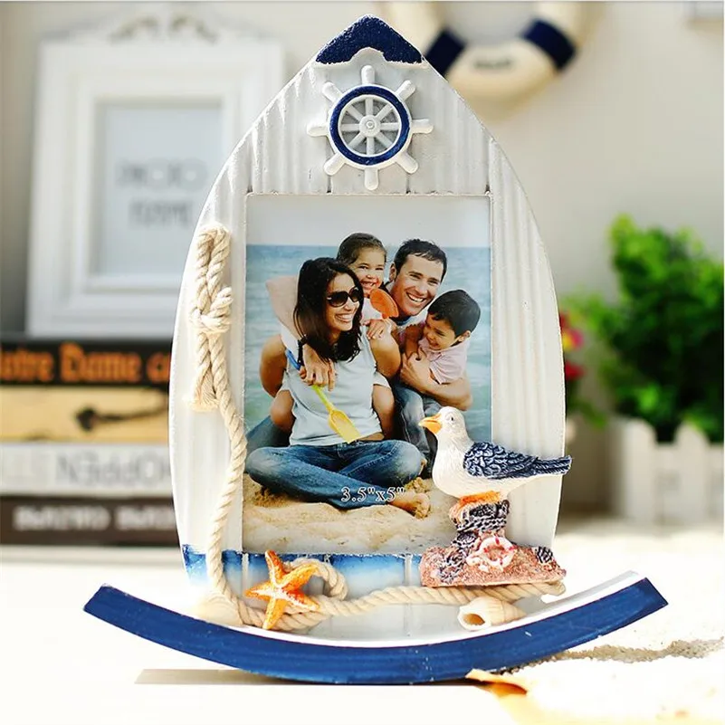 Средиземноморский Стиль штурвала фото Рамки Винтаж 5 дюймов деревянный смолы