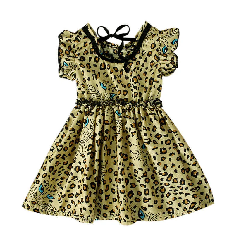 New Kids Dresses For Girls Toddler Kid Baby Leopard Print Tulle Party Bridesmaid Pageant Formal Dress Cotton O-neck | Детская одежда и
