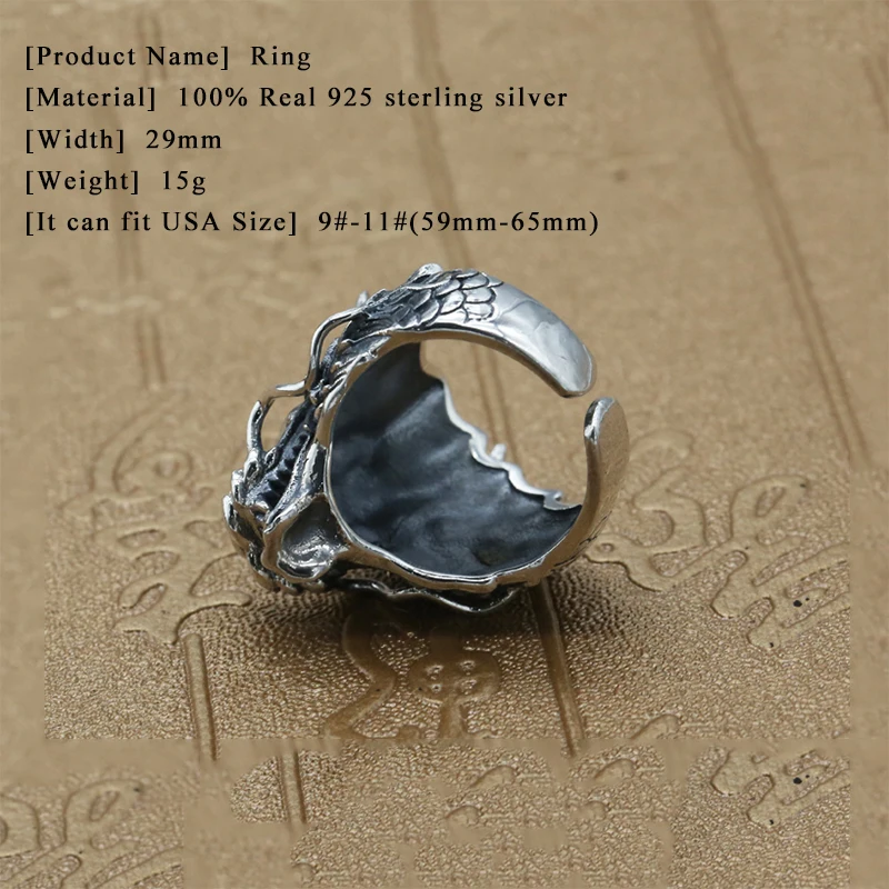 Для мужчин женщин регулируемое кольцо 100% реальные 925 серебро ювелирные изделия в