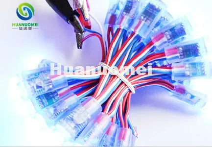 50 шт. DC5V 12 мм WS2811 Светодиодный умный пиксельный узел со всеми цветными проводами