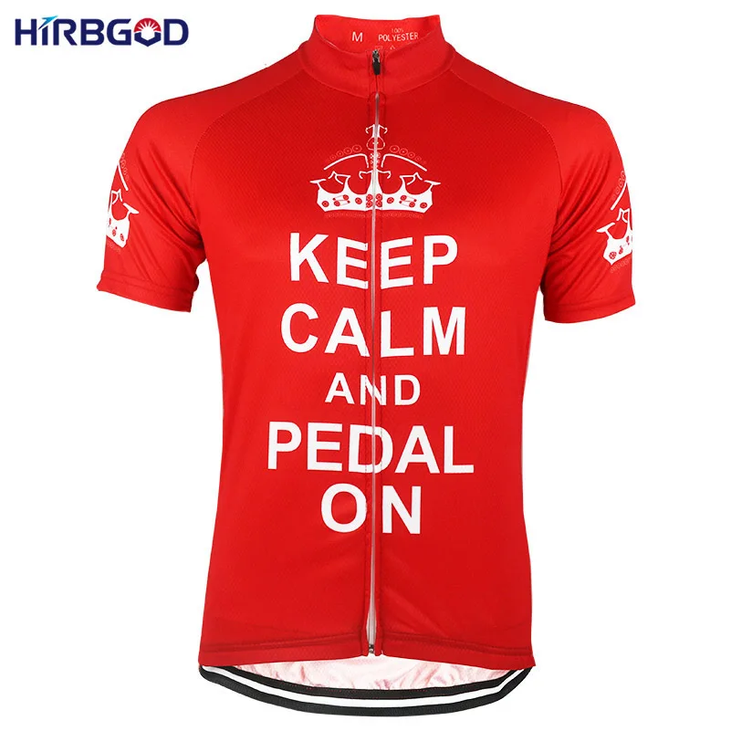 

HIRBGOD Men's Short Sleeve Cycling Jersey Keep Calm Bike Clothes-TYZ1423-01