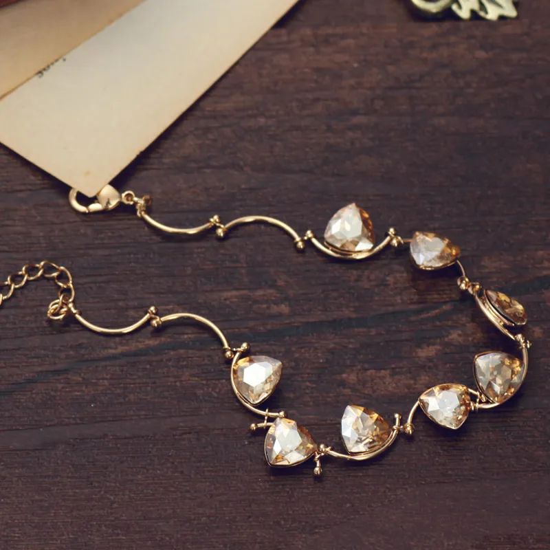 Neoglory Кристальный очаровательный браслет трендовый треугольный дизайн ювелирное