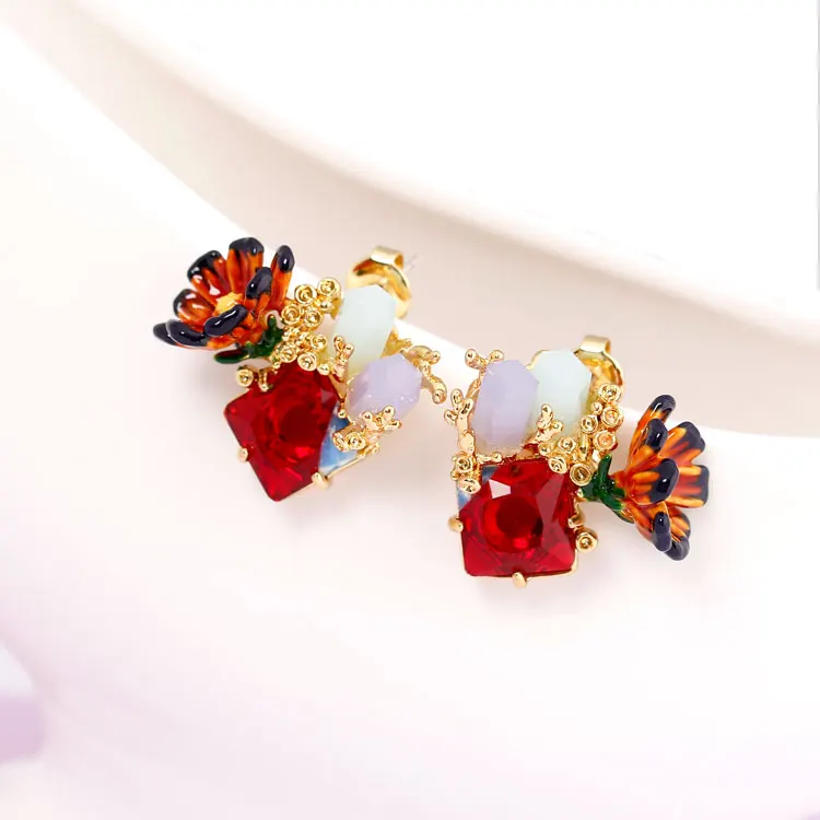 Цветочные квадратные геометрические серьги модные ювелирные изделия Sieraden Joyas
