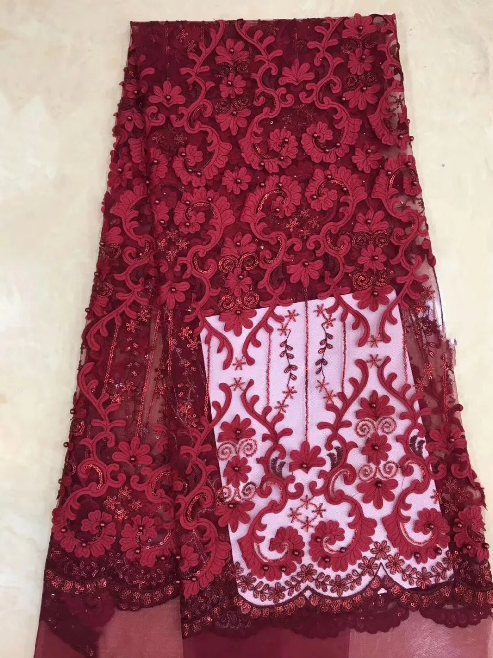 Кружевная ткань с вышивкой вина Африканский шнур высокое качество 2019