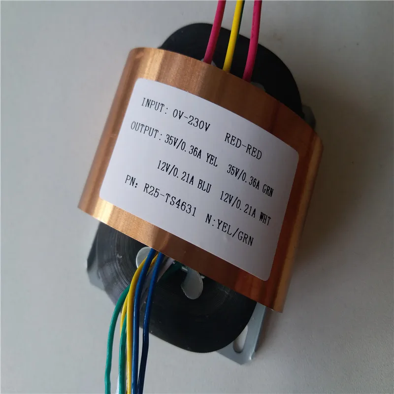 2*35V 0.36A 2*12V 0.21A трансформатор R Core R25 пользовательский Трансформатор 230V 30VA с медным