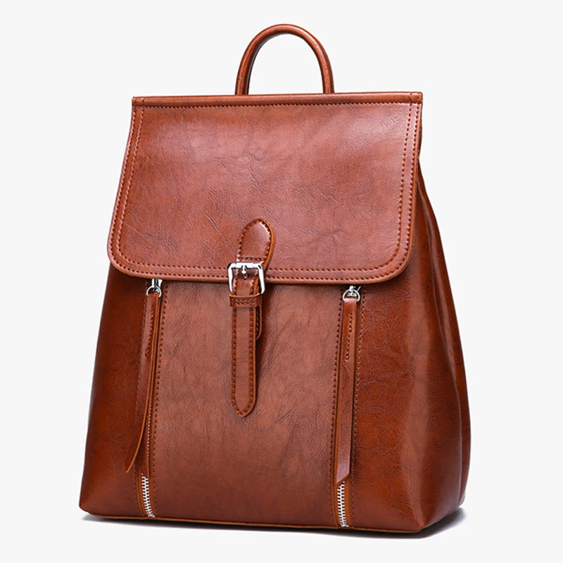 

Simple Design Students School Backpack Girl Leather Flight Portable Big Volume Double Bags