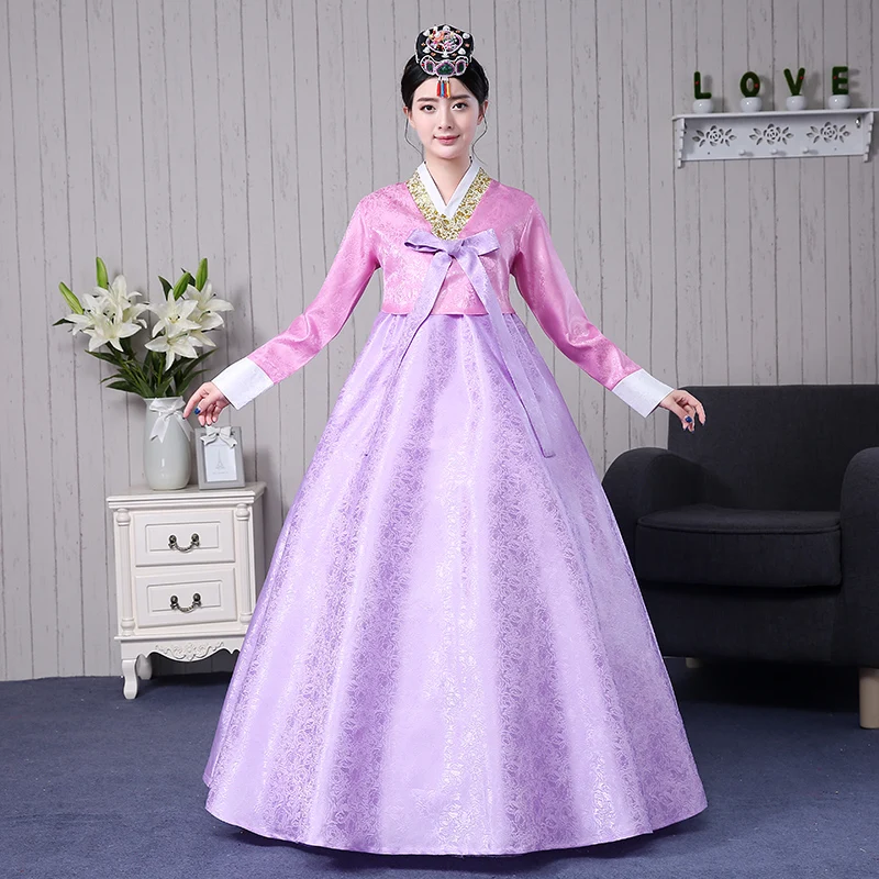Элегантная женская обувь; Большие размеры 33–41 Korea hanbok китайское традиционное платье Женский Национальный в Корейском стиле Танцевальный костюм для выступлений - Цвет: color1