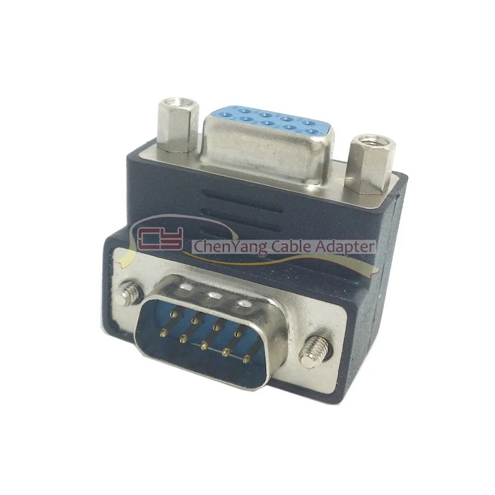 

1pcs/lot Down Right Angled 270 degree RS232 D-Sub 9Pin Male screw type To Female Nut type extension Adapter