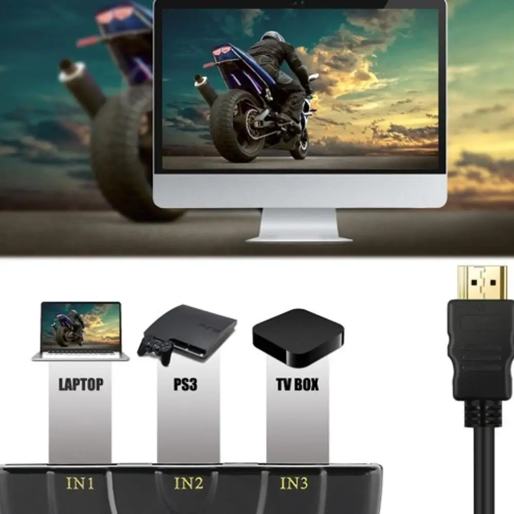 Мини 3 Порты и разъёмы Переходник HDMI разветвитель Кабель 1.4b 4K * 2K 1080P переключатель - Фото №1