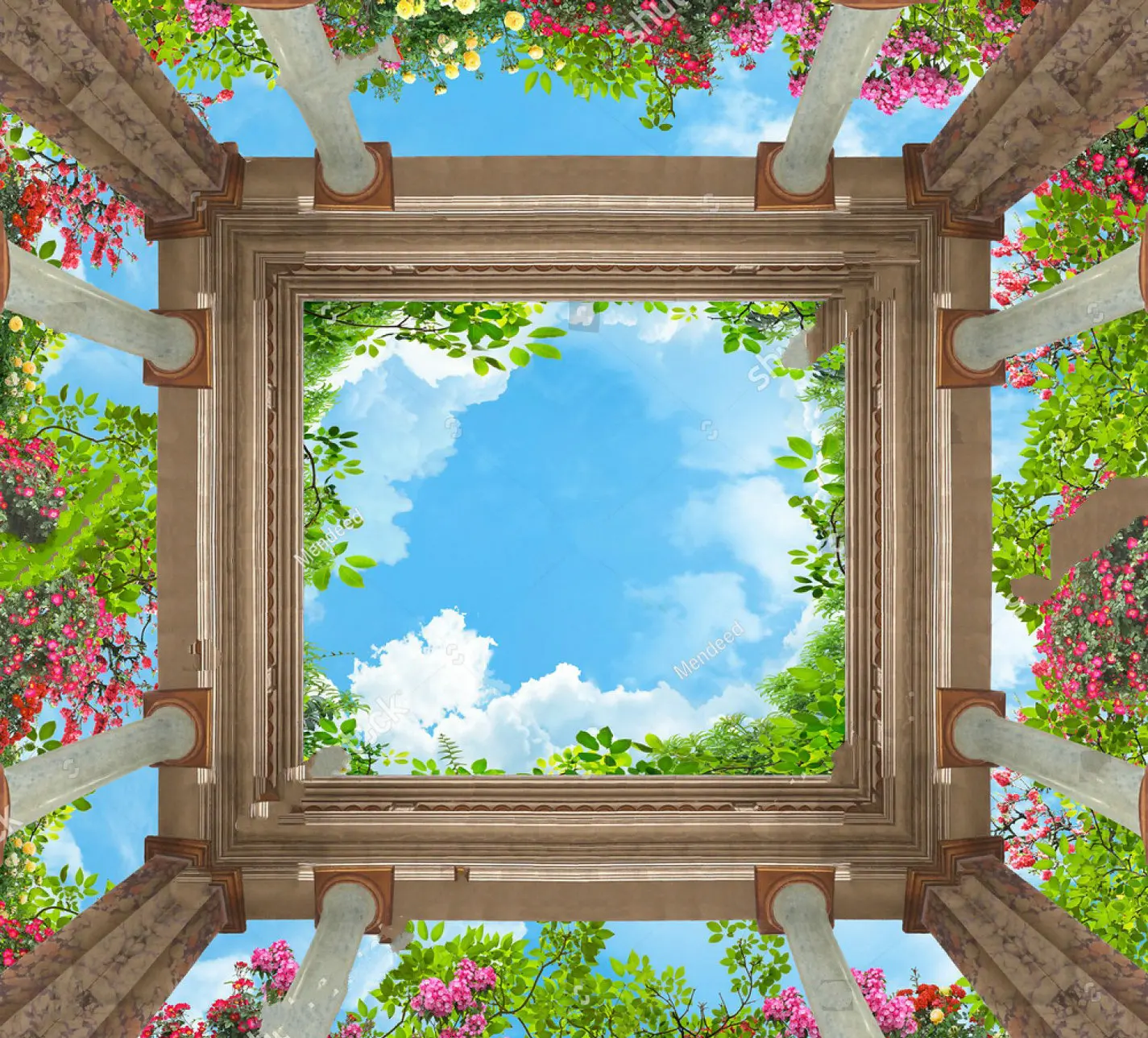 

Ceiling Mural column flower leaves photo backdrop High quality Computer print wedding photography backgrounds