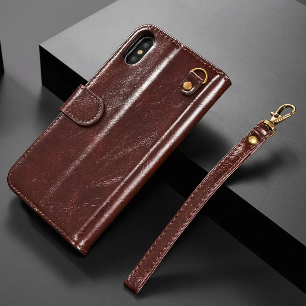 Чехол для iPhone XS X 10 с ремешком в стиле ретро Магнитный чехол телефона роскошный из