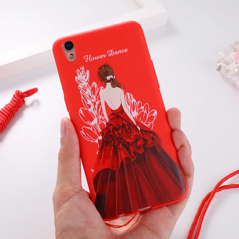 Qosea милый мультфильм чехол для OPPO R9 Plus Silicon Мягкий Красный матовая крышка ПТУ