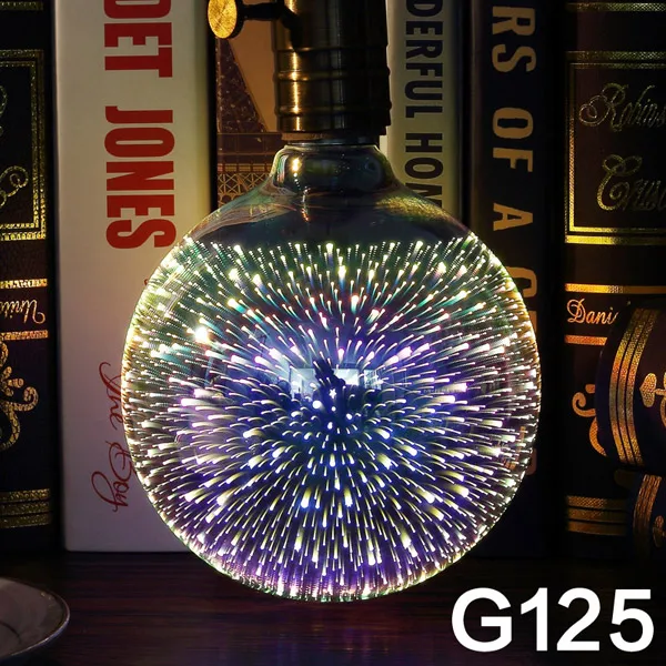 G125-E27 3D креативный ночной Светильник СВЕТОДИОДНЫЙ E27 Лампа Эдисона Арома лампа эфирное масло Арома диффузор фейерверк ослепительные цветные лампочки Рождественское украшение - Цвет: G125-E27