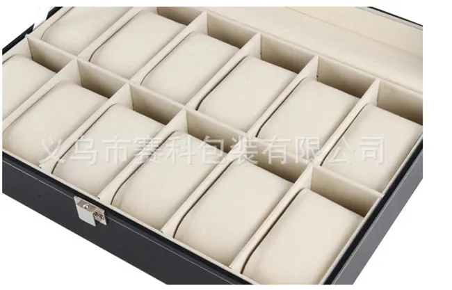 

Free Shipping Standard 12 Grids Leather Watch Display Box Black Brand Watches Box Upscale Solid Watch Storage Jewelry Box D247