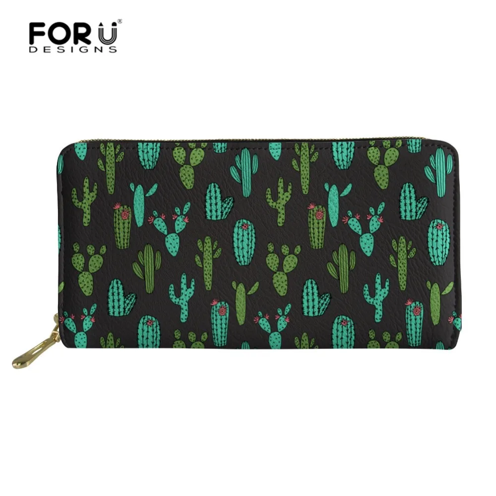 FORUDESIGNS Женский кошелек из искусственной кожи С КАКТУСОМ Длинный на молнии