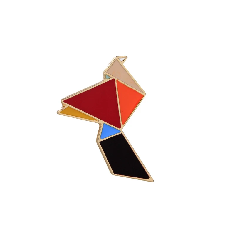 thousand paper crane Креативная мультяшная Геометрическая разноцветная эмалированная брошь в виде кролика, фламинго, милого кота, заколки для джинсовой одежды, пуговиц для рубашки, броши в виде животных - Окраска металла: thousand paper crane