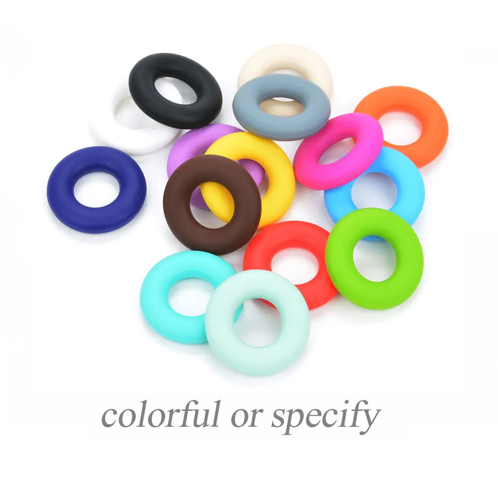 multicolor 20 шт./лот, милые силиконовые бусины-пончики для силиконового ожерелья, игрушки для прорезывания зубов для малышей, органические силиконовые бусины для прорезывания зубов, безопасные - Цвет: multicolor