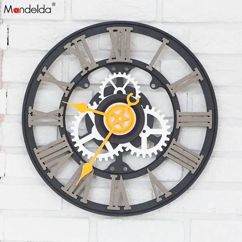 Оптовая продажа большие черные часы Mandelda бесшумные кварцевые сделай сам